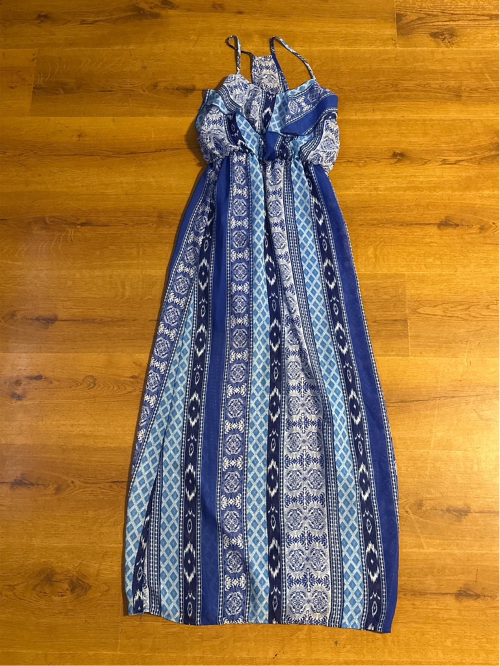 City Triangles Blue Patterned Maxi Dress